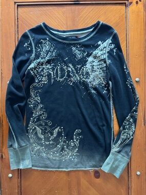 🖤Y2K Miss Me size S women black long sleeve shirt🖤